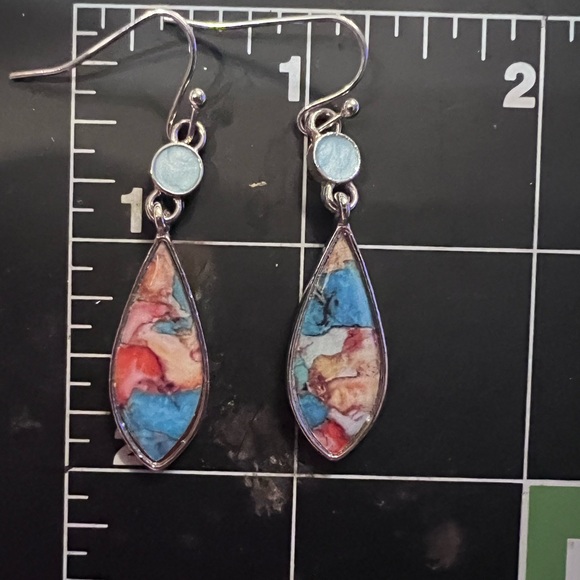 Skinny Teardrop Stone Earrings - Picture 2 of 2